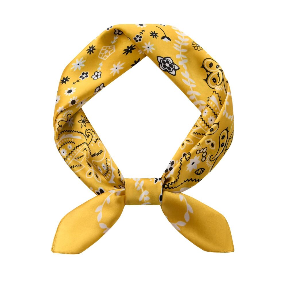 5876 Vintage Silk Feel Square Scarf - Luxury Satin Bandana Neckerchief